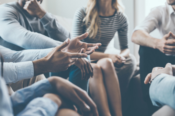 Close up of an intense discussion