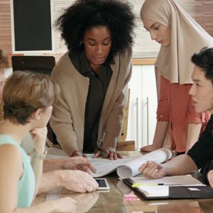 Diverse group of co-workers in a meeting